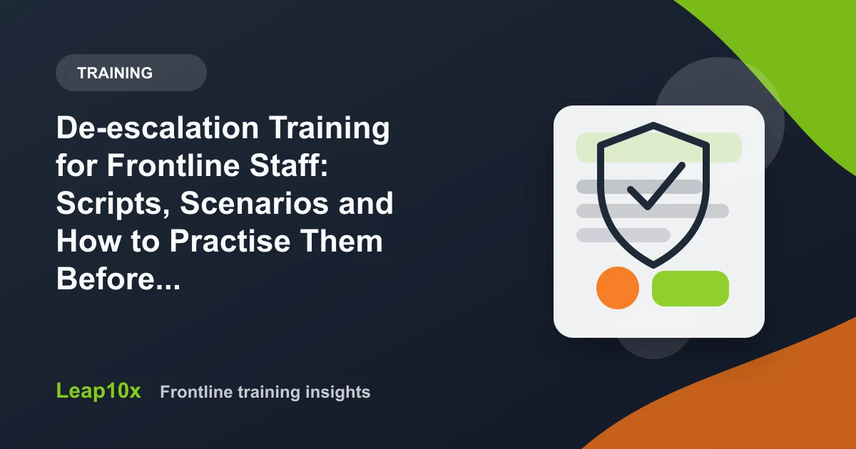 De-escalation Training for Frontline Staff: Scripts, Scenarios and How to Practise Them Before They're Real