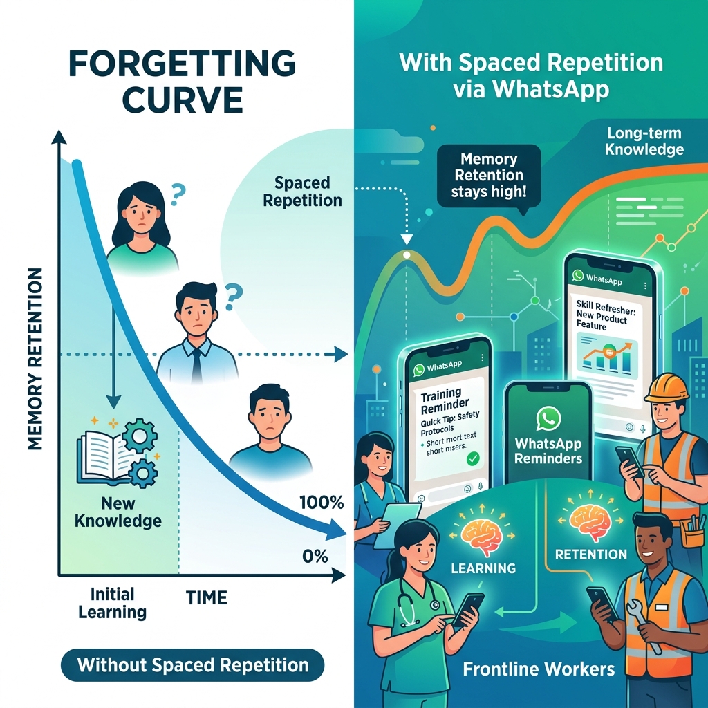 The Forgetting Curve: Why Frontline Workers Forget 90% of Training - and How WhatsApp Spaced Repetition Fixes It