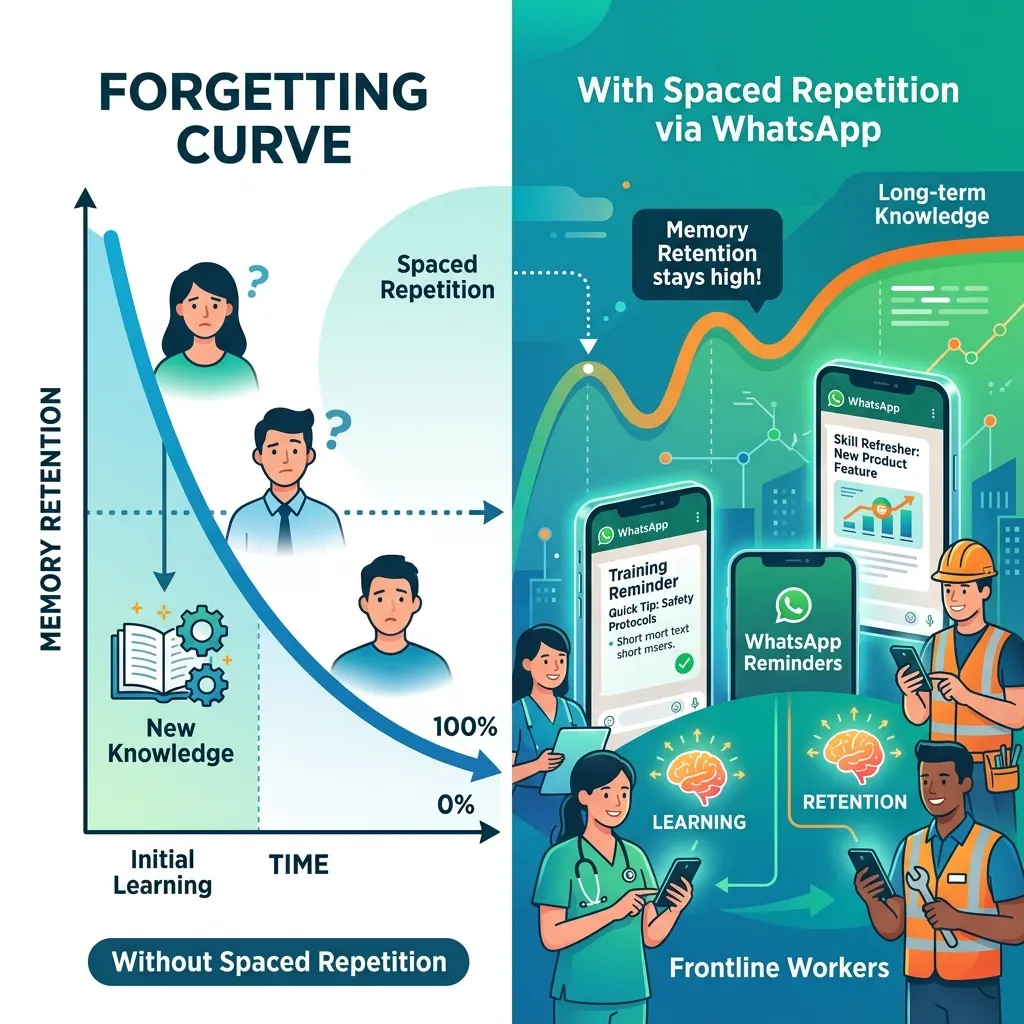 The Forgetting Curve: Why Frontline Workers Forget 90% of Training - and How WhatsApp Spaced Repetition Fixes It