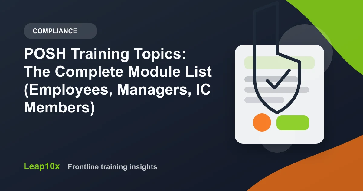 POSH Training Topics: The Complete Module List (Employees, Managers, IC Members)
